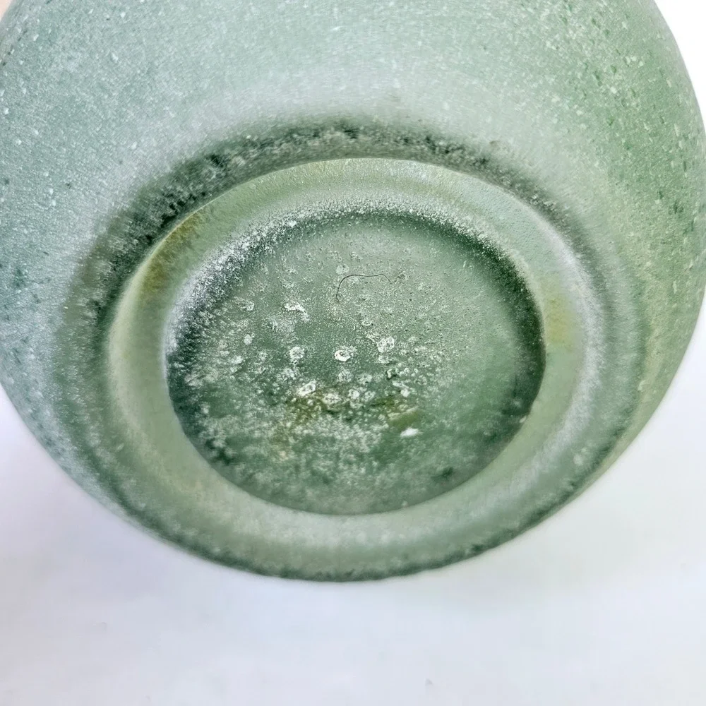 Pottery Barn‎ Frosted Seaglass Votive Candle Holder Mouth Blown Glass - M860.2